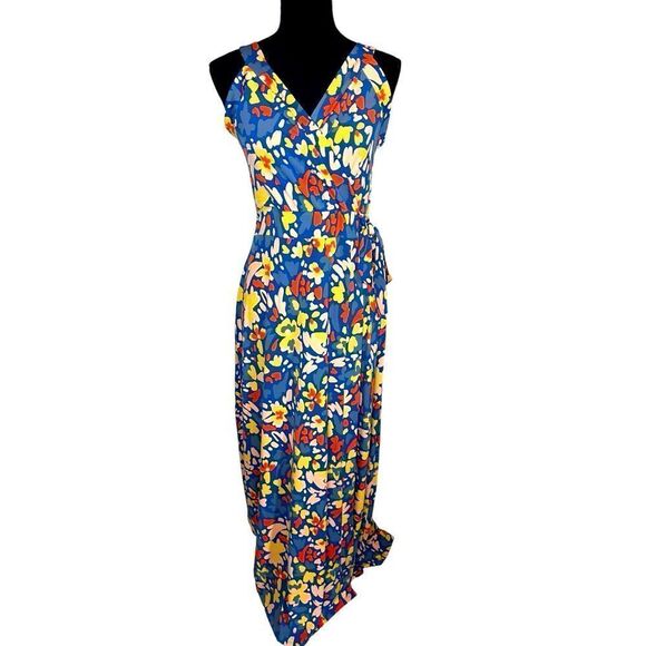 NWT 41 HAWTHORN FLORAL/TROPICAL FAUX WRAP MAXI DRESS WOMENS SIZE LARGE - Picture 1 of 13